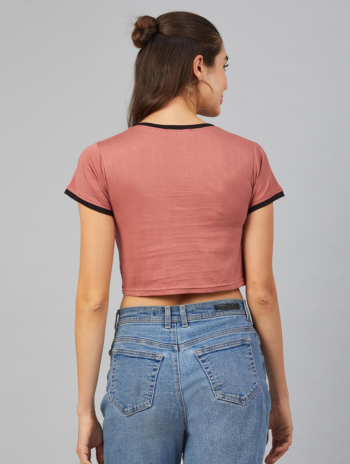 round neck solid crop tee - 17557339 - Standard Image - 2