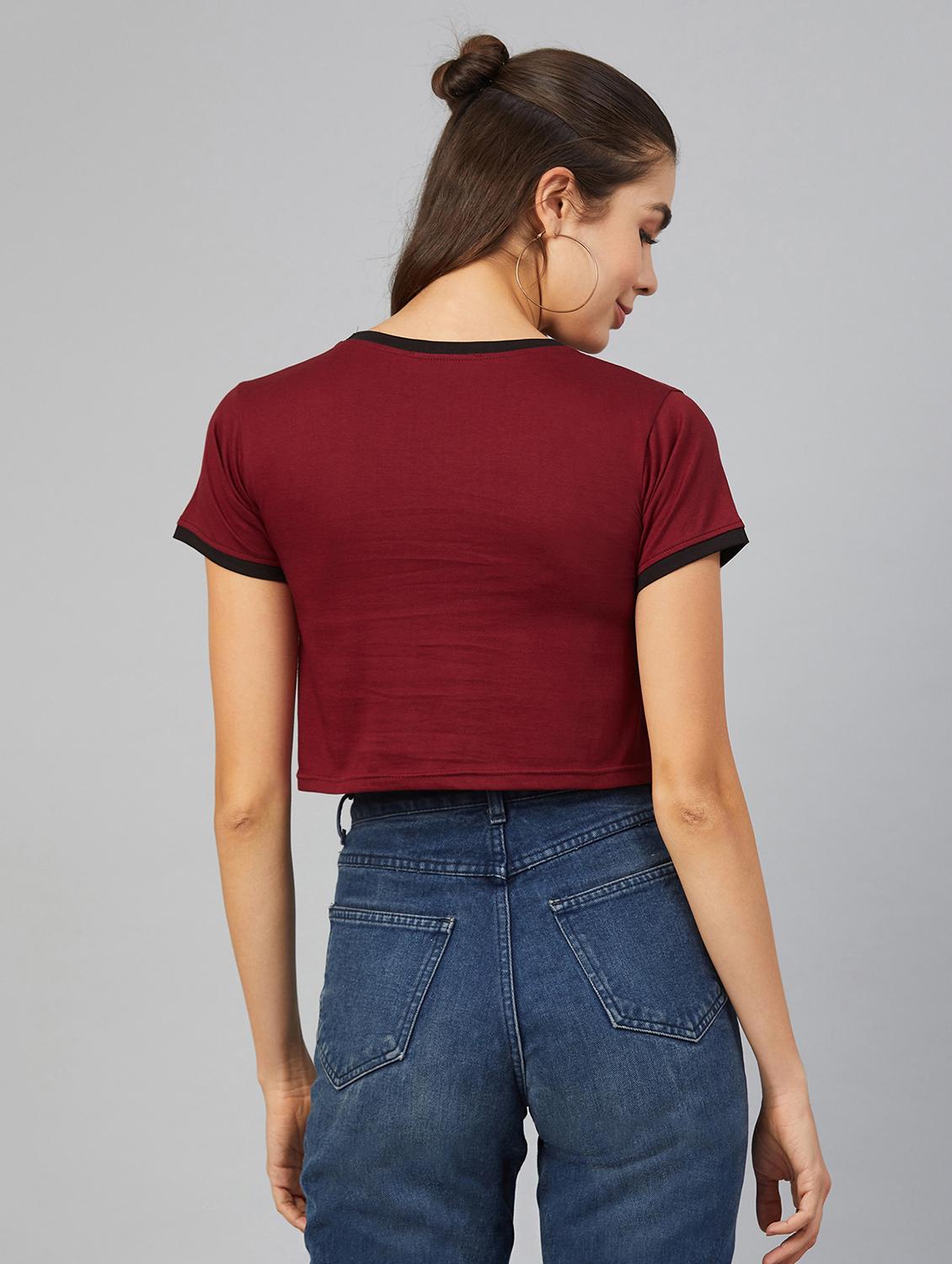 round neck solid crop tee - 17557340 - Standard Image - 2