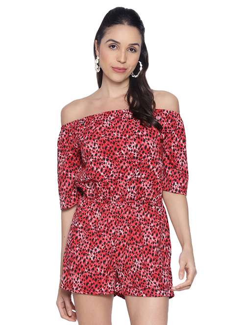 off shoulder printed romper  - 17557554 -  Standard Image - 0