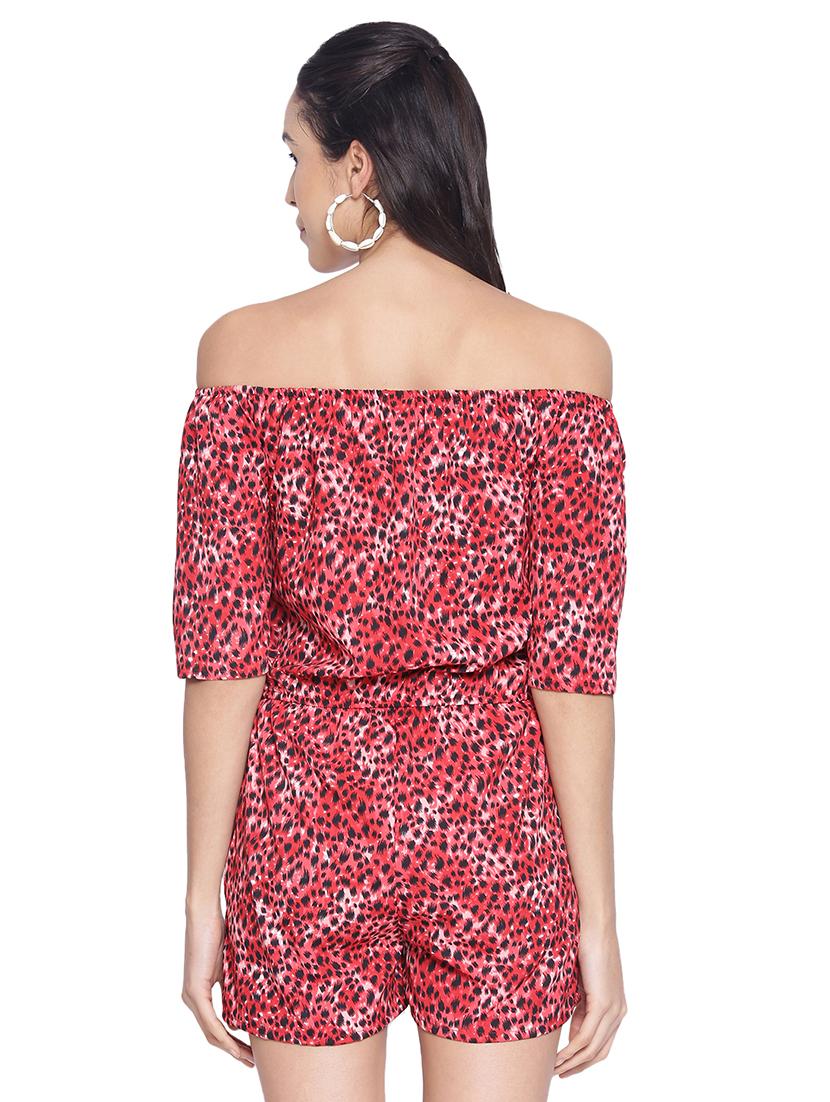 off shoulder printed romper - 17557554 - Standard Image - 2