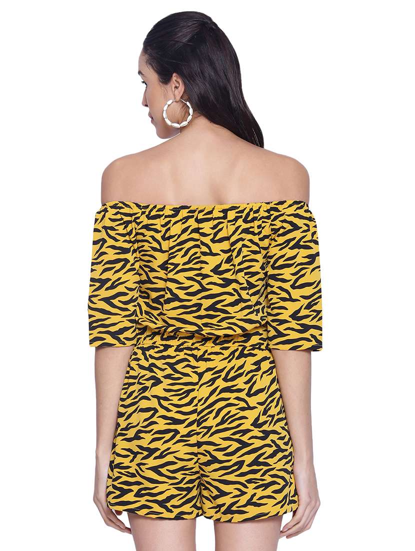 off shoulder printed romper - 17557558 - Standard Image - 2