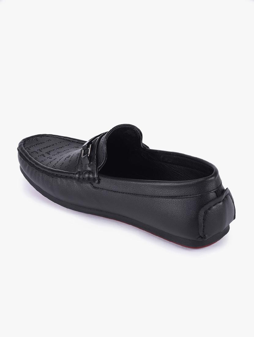 black synthetic slip on loafers - 17558198 - Standard Image - 2