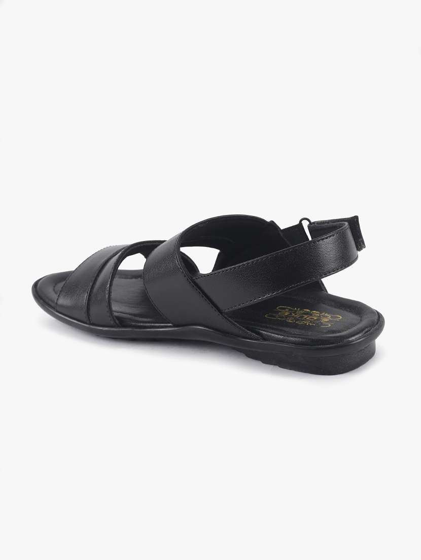 black synthetic & mesh back strap sandals - 17558235 -  Standard Image - 2