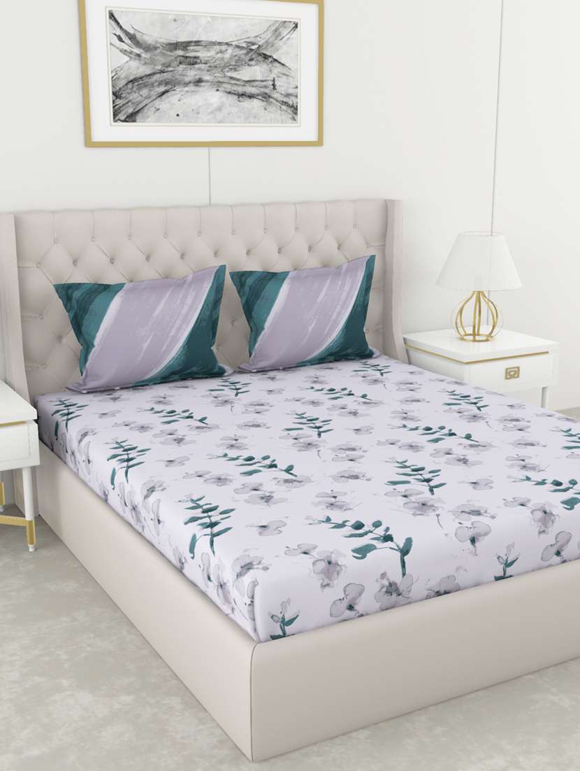 bianca 210tc satin 100% cotton king-size double bedsheet with 2 pillow cover - double-mercerized finish -3pc set- (chantal)