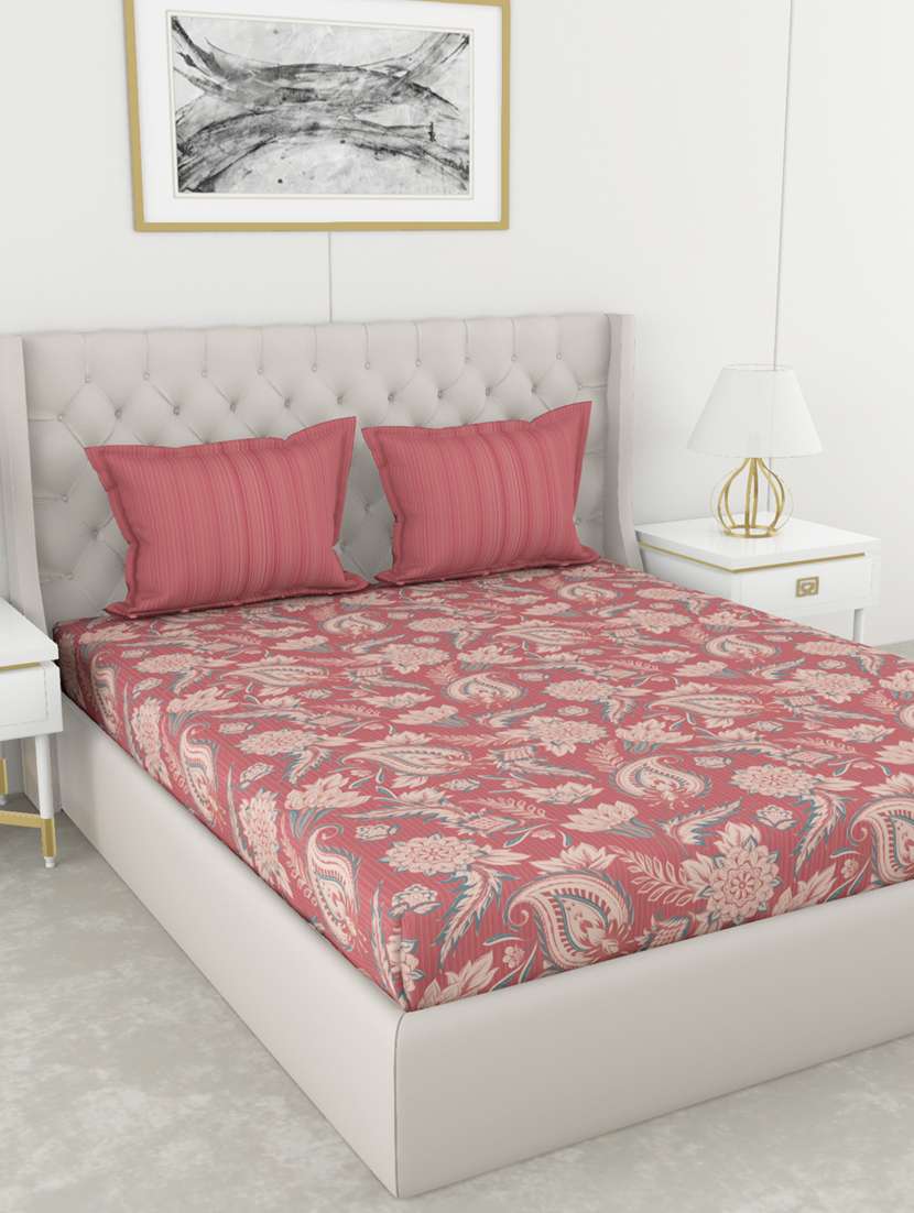 bianca 210tc satin 100% cotton king-size double bedsheet with 2 pillow cover - double-mercerized finish -3pc set- (chantal)