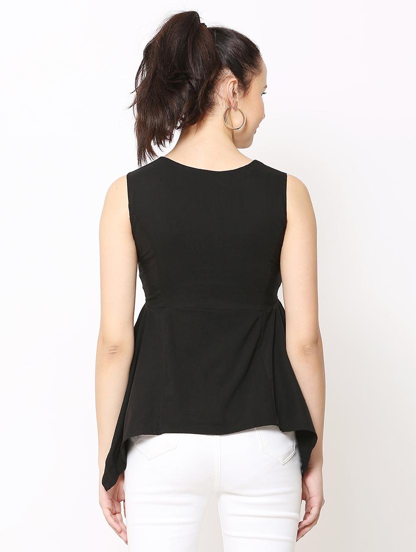 women's asymmetric round neck top - 17562501 - Standard Image - 2