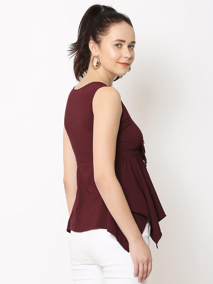 women's asymmetric round neck top - 17562504 - Standard Image - 2