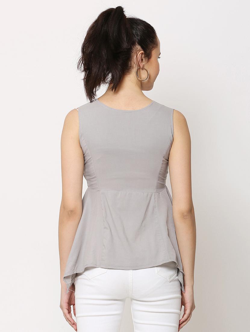 women's asymmetric round neck top - 17562507 - Standard Image - 2