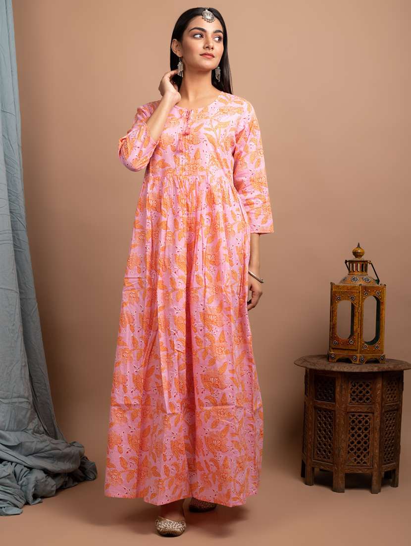 Floral Print Flared Kurta