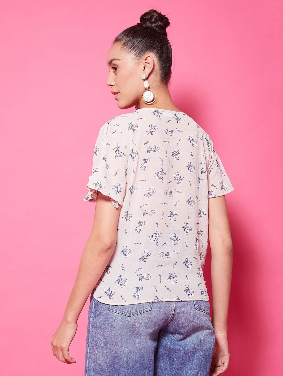 v-neck floral wrap top - 17562552 - Standard Image - 2