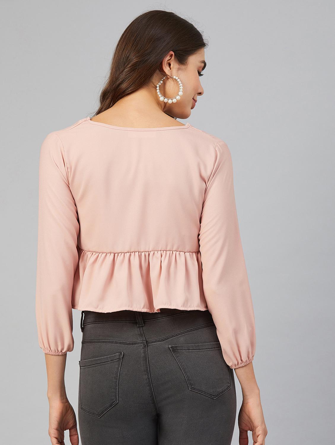 women's crop tie-up neck top - 17562560 - Standard Image - 2