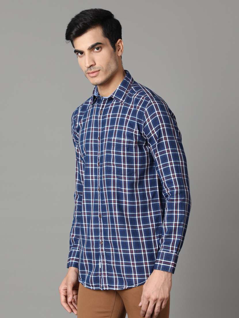 blue checkered casual shirt