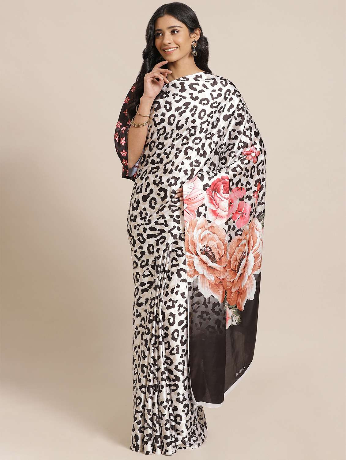 animal printed saree with blouse