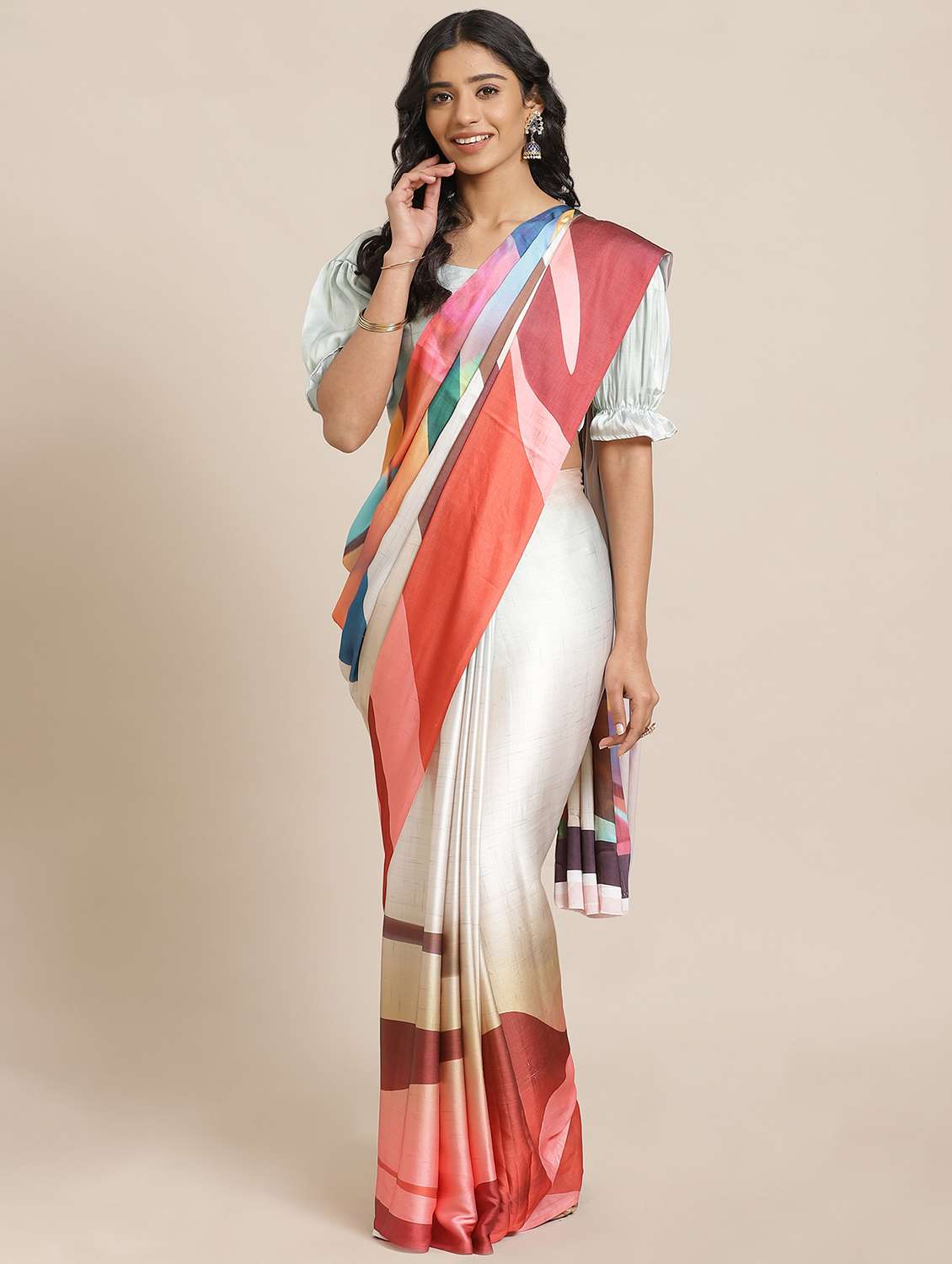 abstract printed saree with blouse