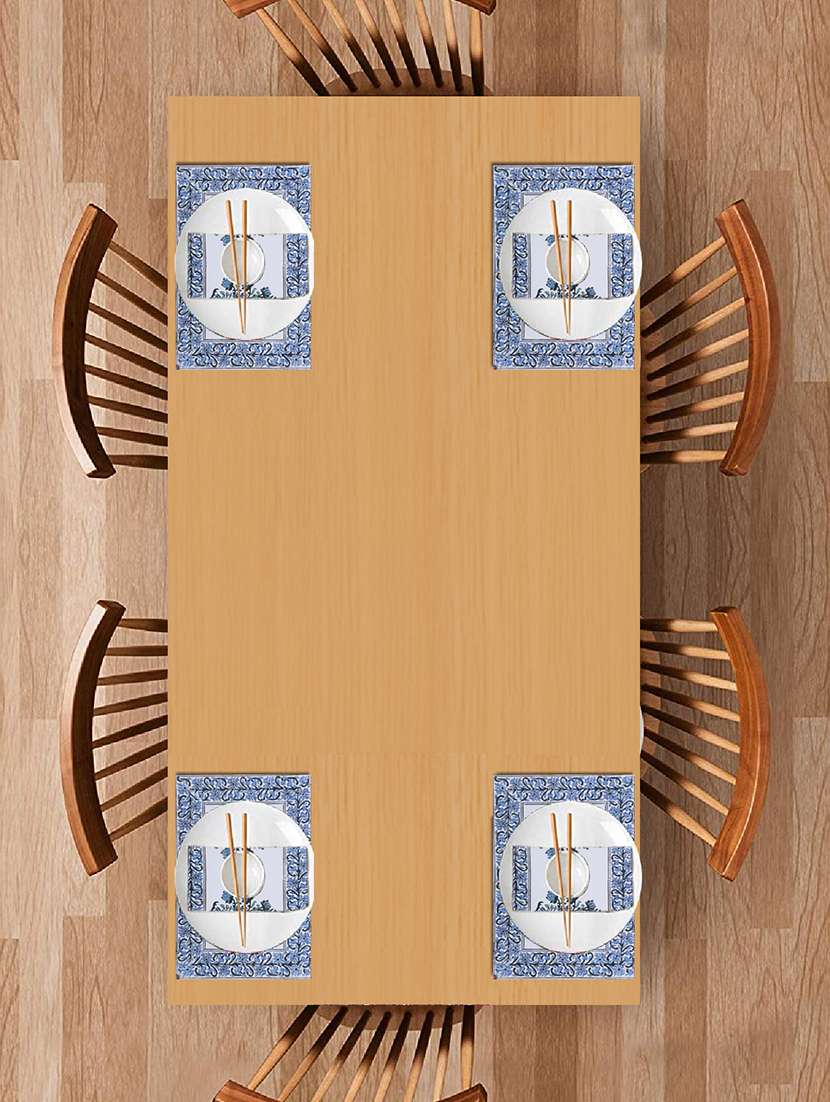 texstylers block printed pure cotton jaipuri print mat and napkin set(4 mat and 4 napkins)