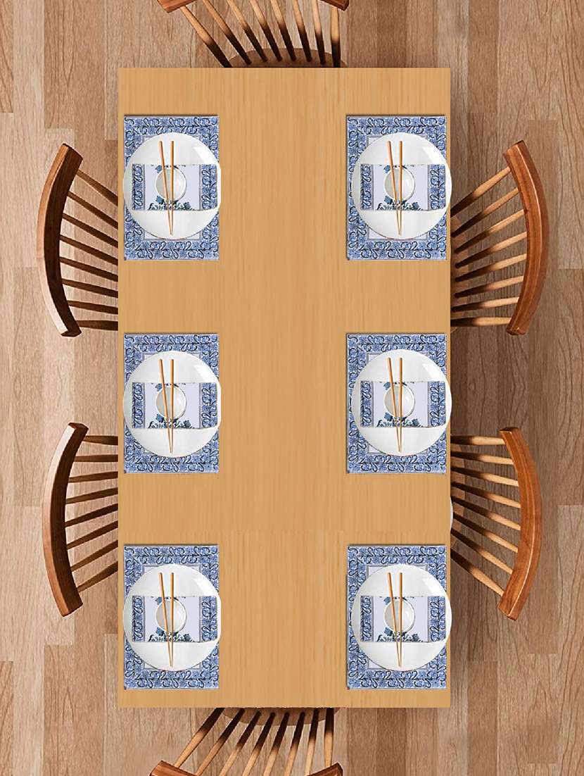 texstylers block printed pure cotton jaipuri print mat and napkin set(6 mat and 6 napkins)