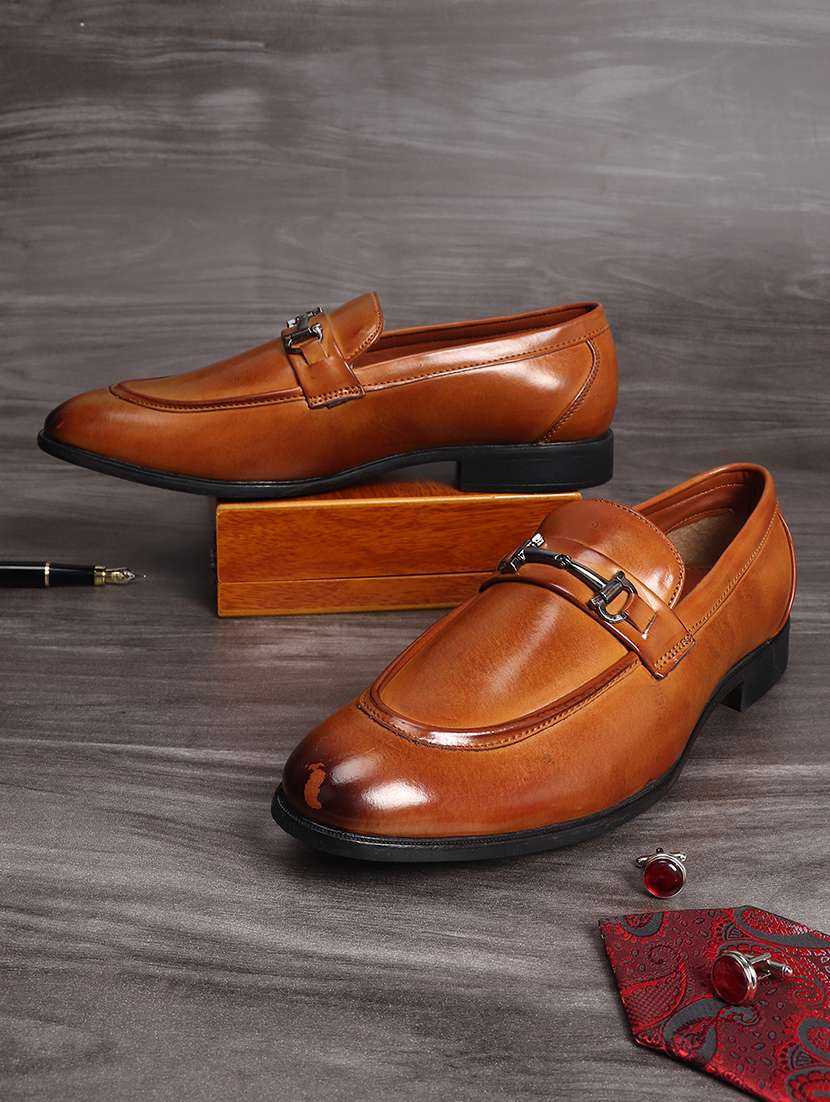 tan patent leather slip on loafers