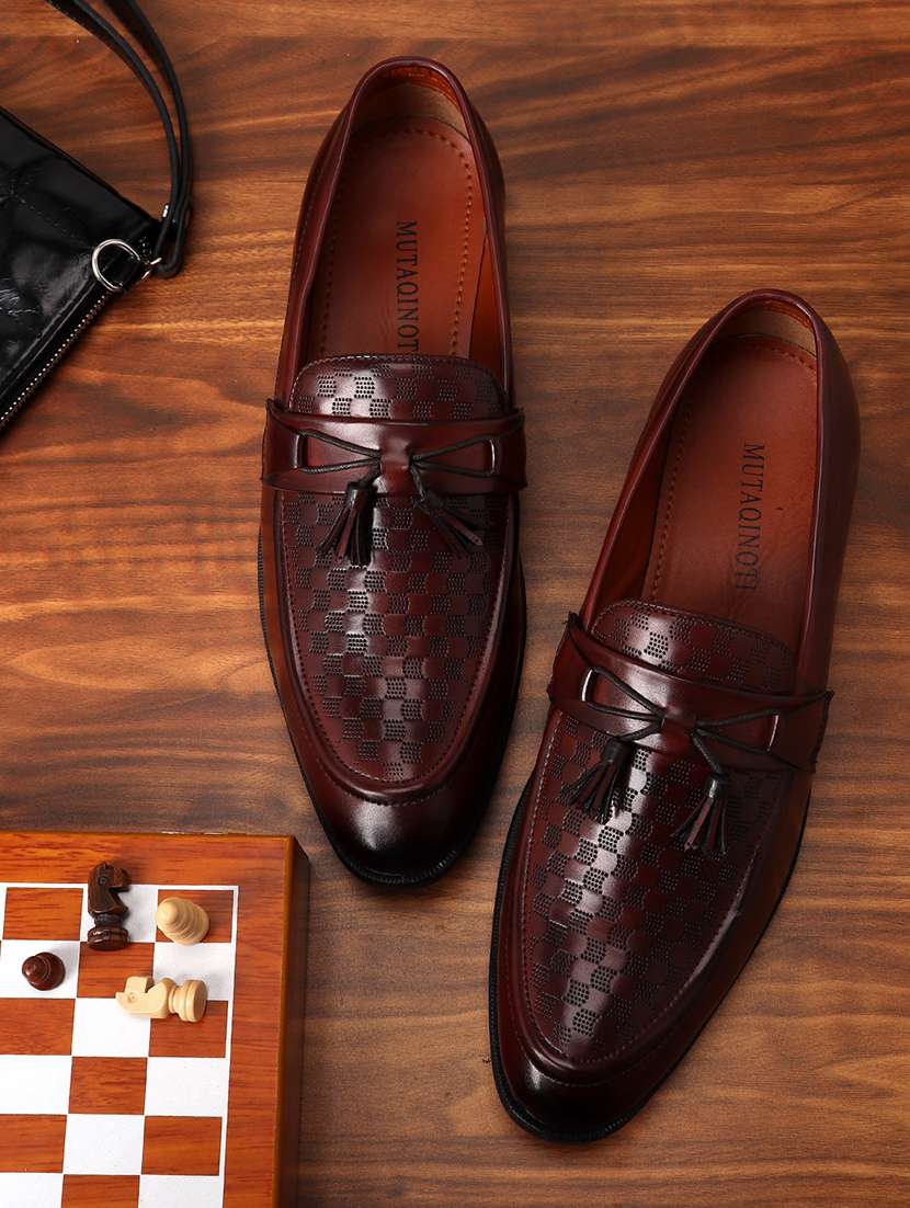 brown patent leather slip on loafers