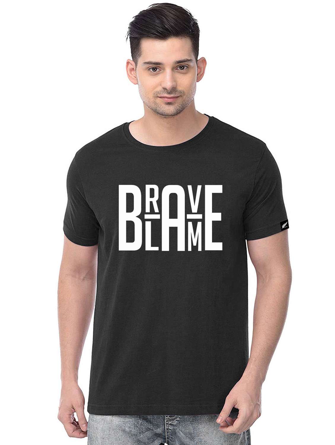 black chest print t-shirt 