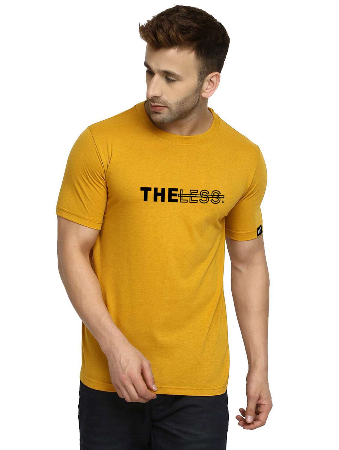 yellow chest print t-shirt 