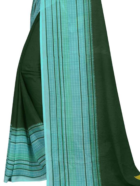 women's printed bottle green colored saree with blouse - 17563808 -  Standard Image - 2