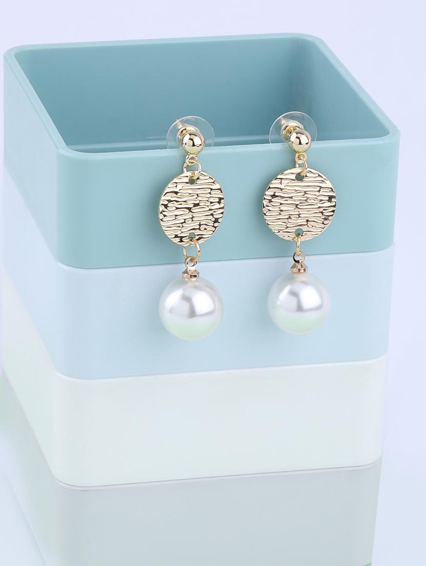gold metal drop earring - 17563857 - Zoom Image - 0