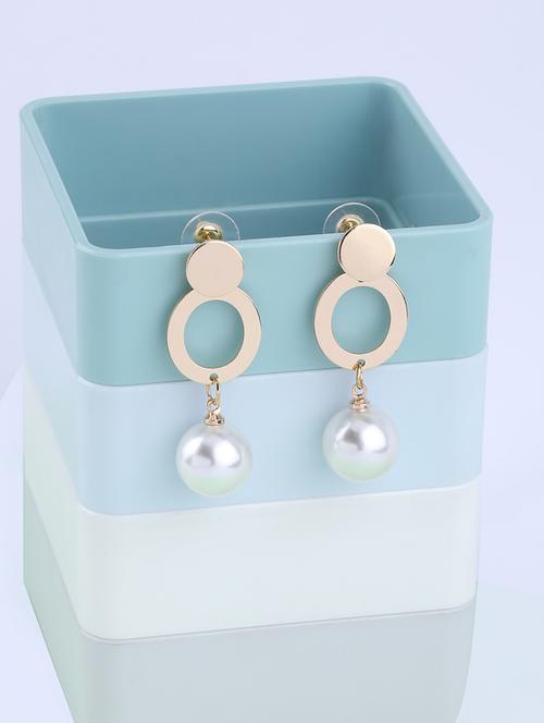 gold metal drop earring - 17563860 - Standard Image - 0