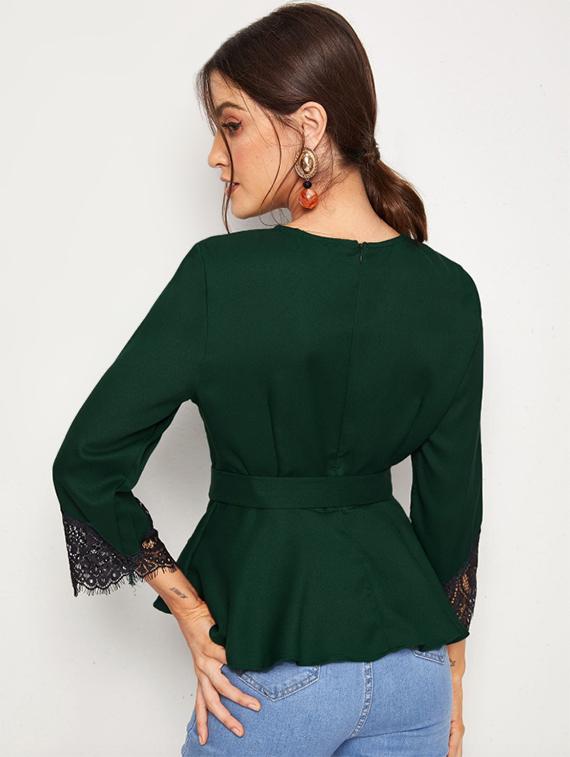 lace detail peplum top - 17565392 - Standard Image - 2