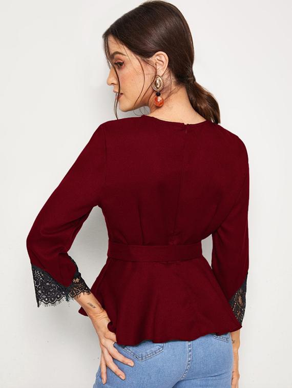 lace detail peplum top - 17565393 - Standard Image - 2