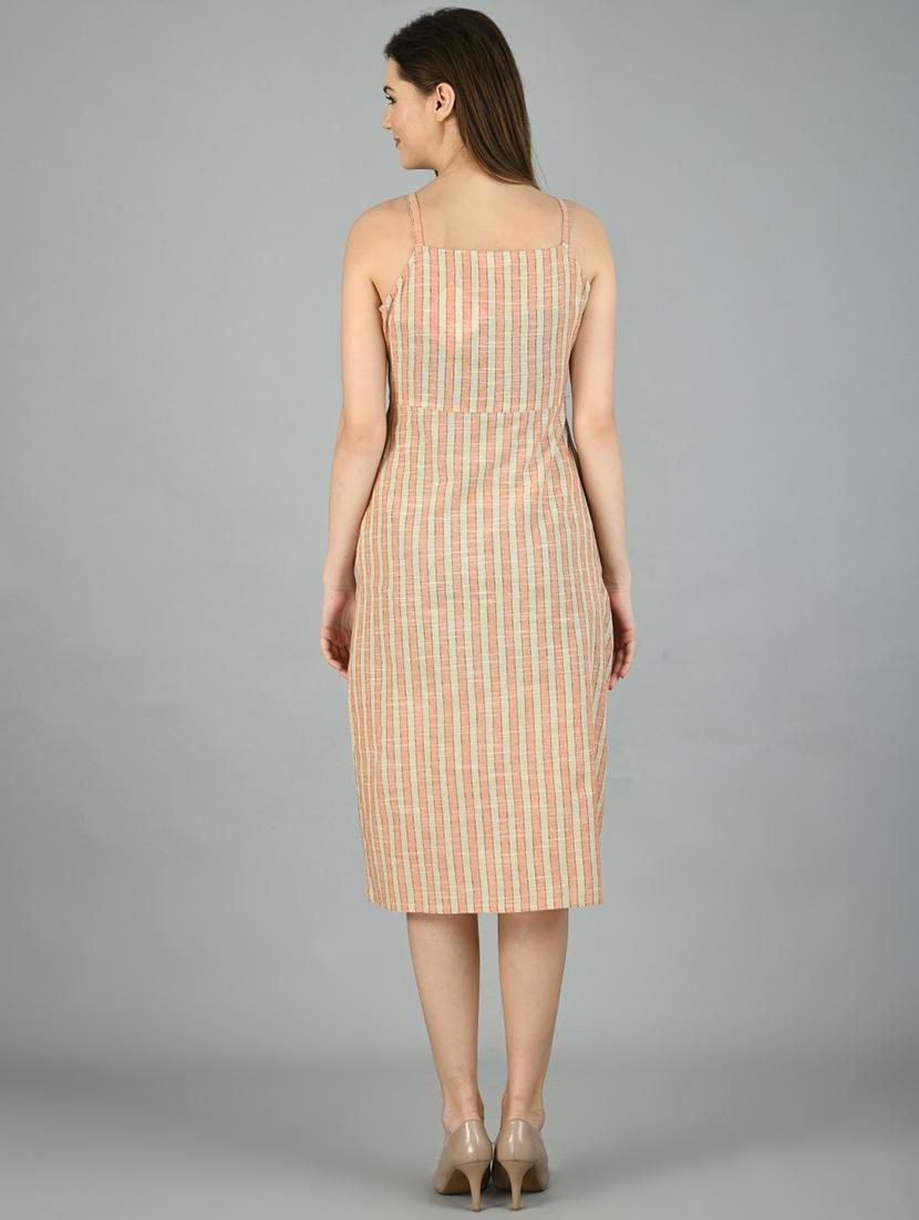 overlap neck striped sheath dress - 17566546 - Standard Image - 2