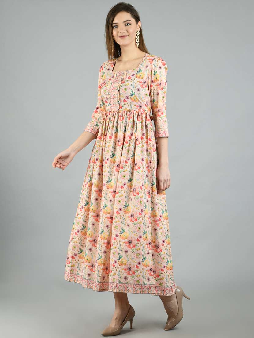 square neck floral maxi dress