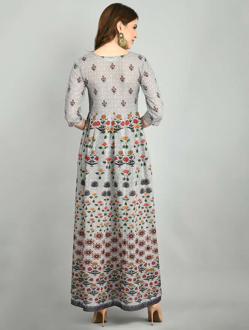 grey floral maxi ethnic dress - 17566556 - Standard Image - 2