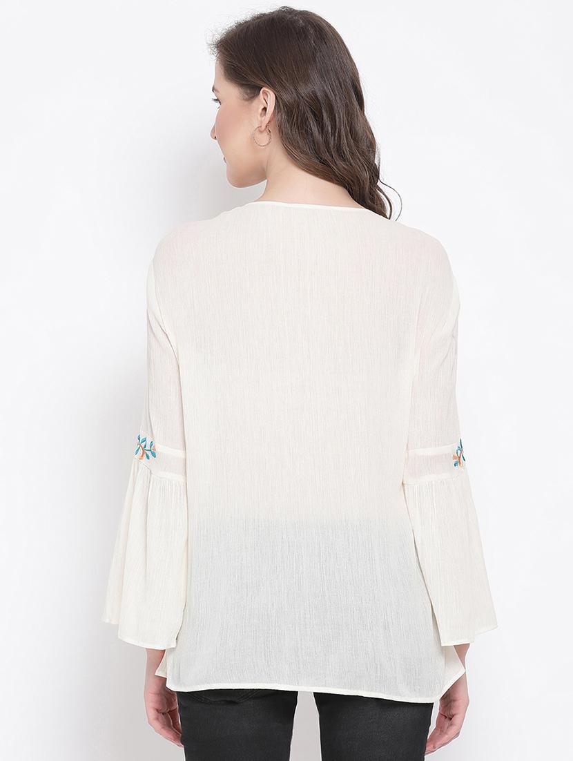 women's a line tie-up neck top - 17567046 - Standard Image - 2