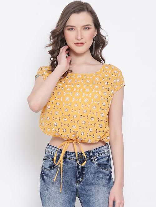 women's crop round neck top - 17567051 - Standard Image - 0
