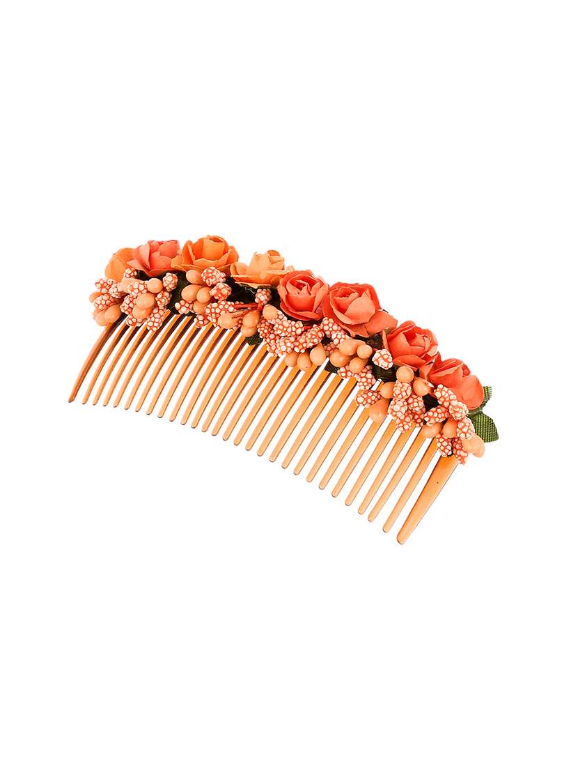 women orange floral handcrafed hair accessory - 17569545 -  Standard Image - 2