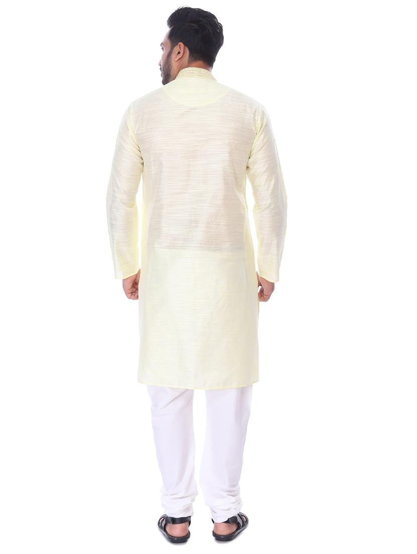 cream solid kurta pyjama set with embroidered neckline - 17569780 - Standard Image - 2