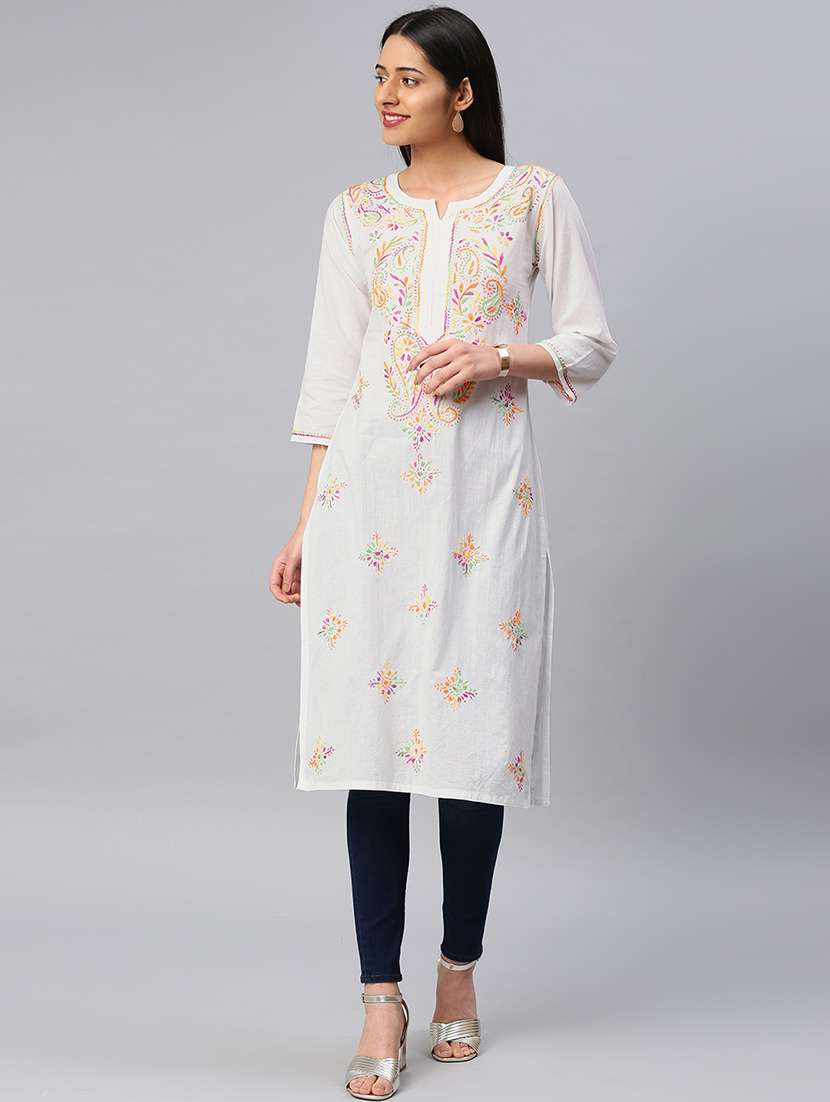 chikankari straight kurta