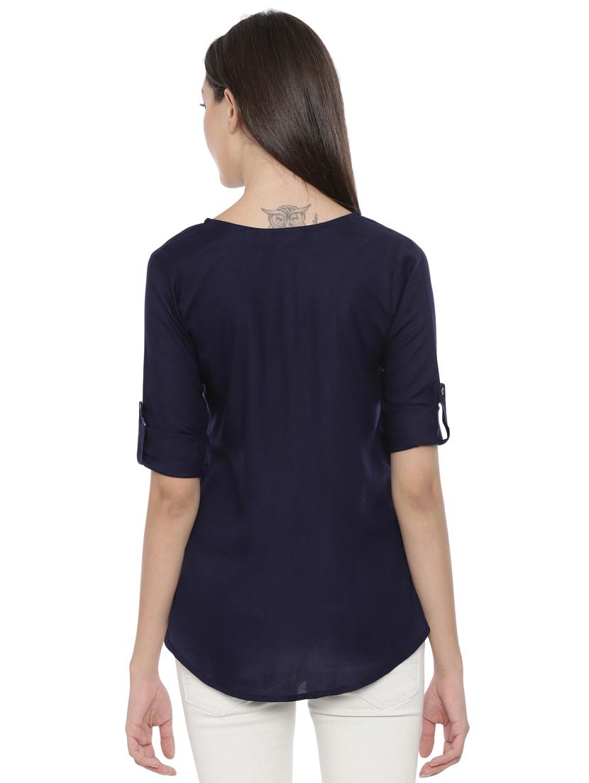 women's straight notch neck top - 17571436 - Standard Image - 2