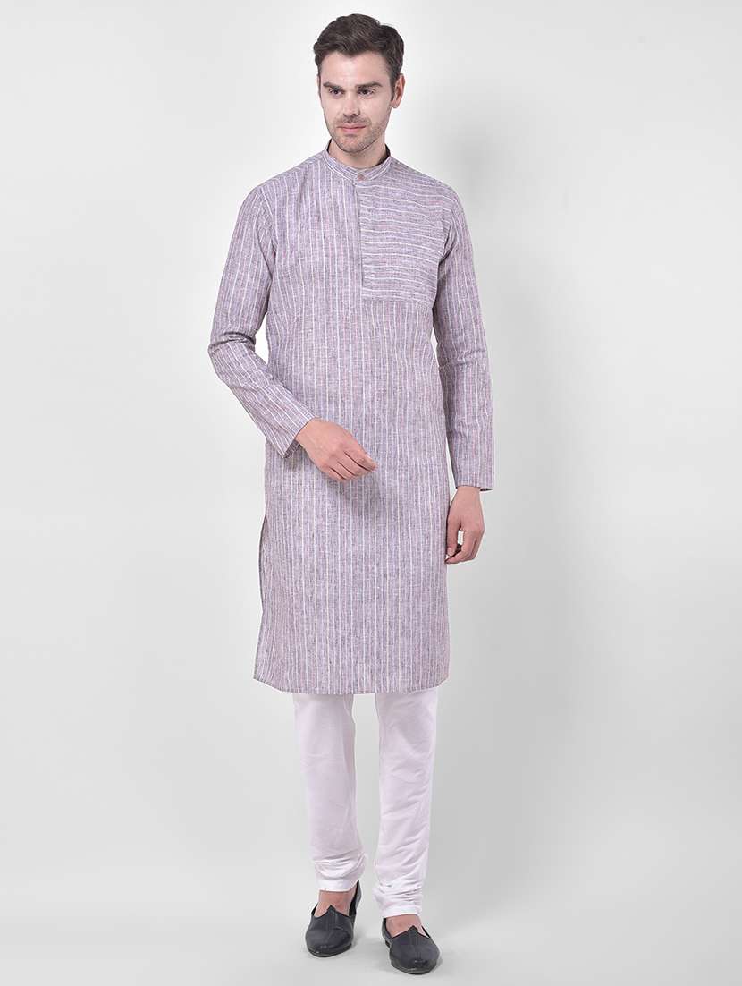 grey striped long kurta