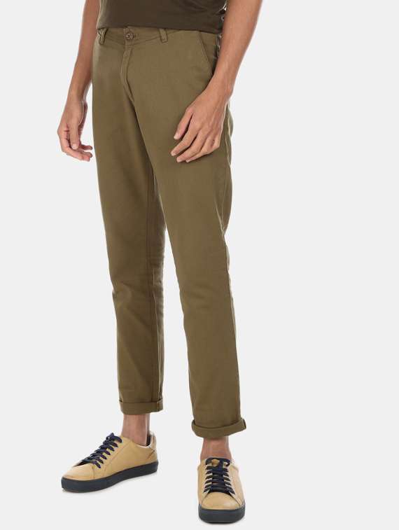 olive green solid chinos 