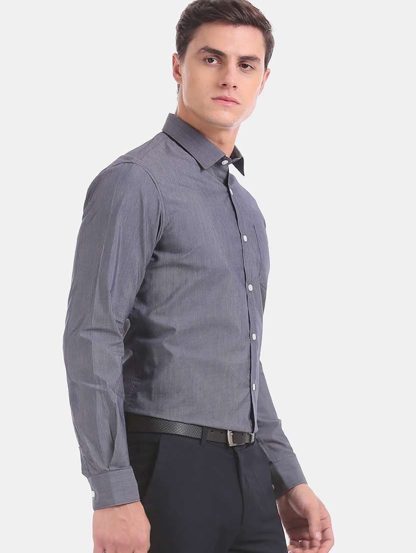 grey solid formal shirt