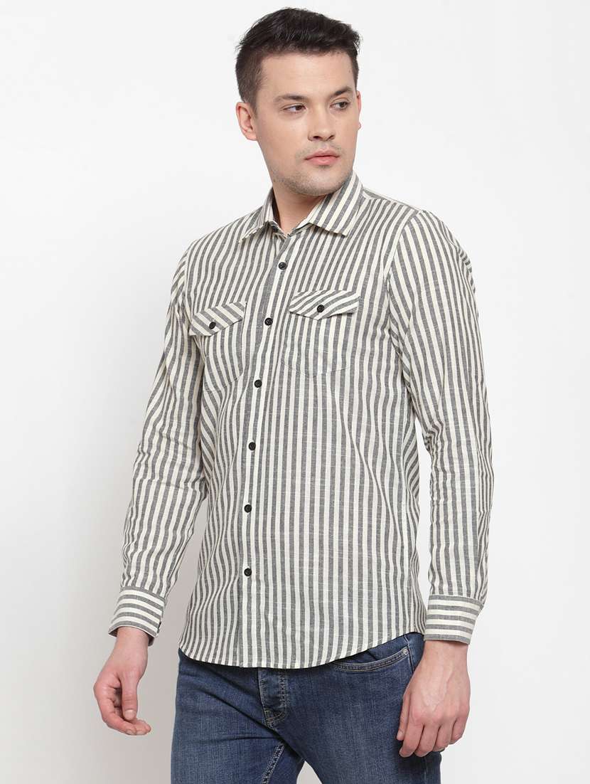 grey striped casual shirt - 17579413 -  Standard Image - 2