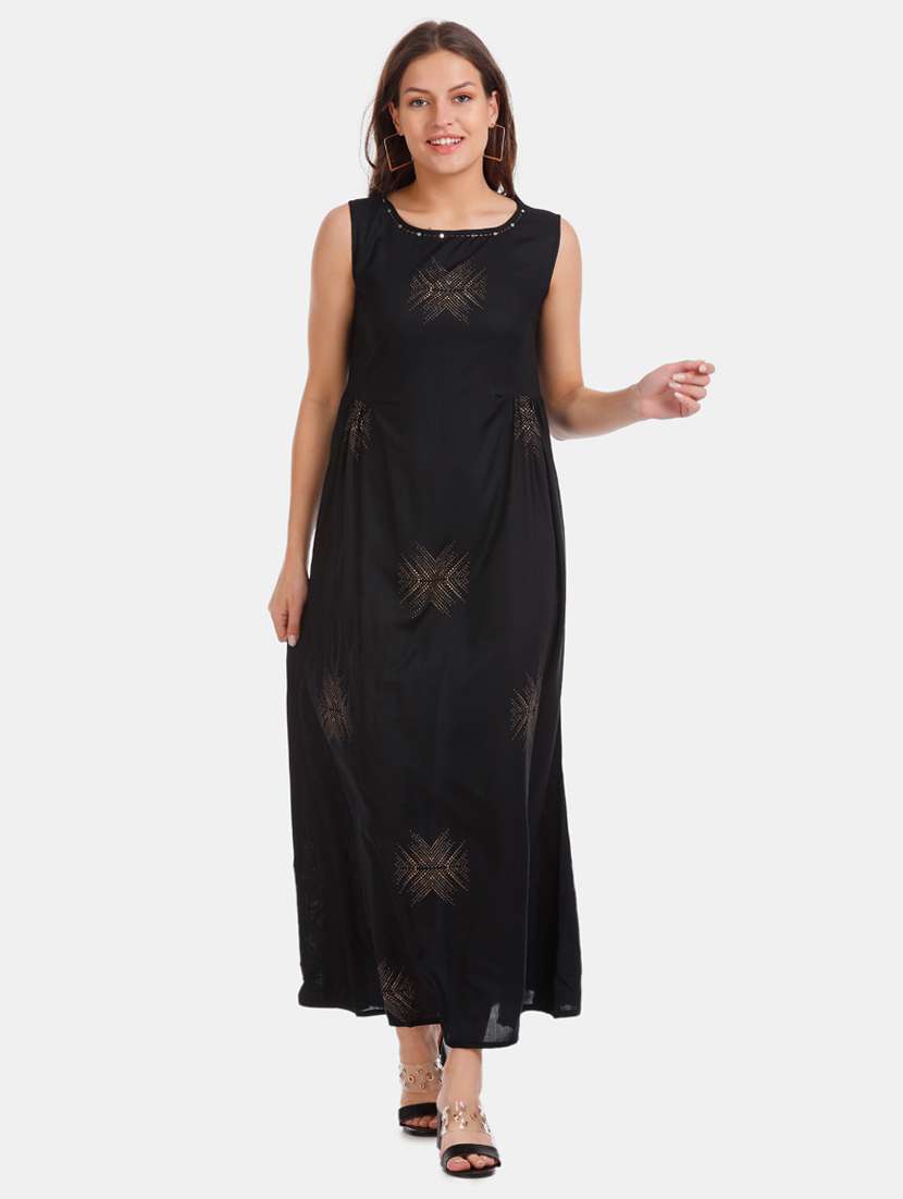 foil print maxi dress 