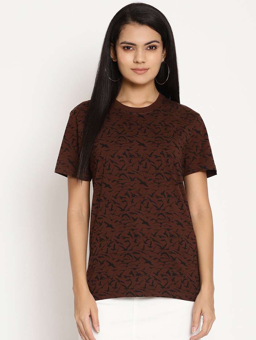 women's all over print round neck t-shirt