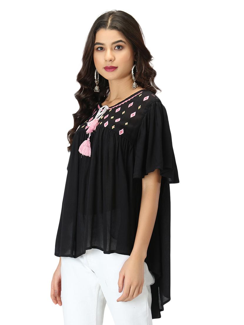 tie up neck high-low top - 17582172 - Standard Image - 2