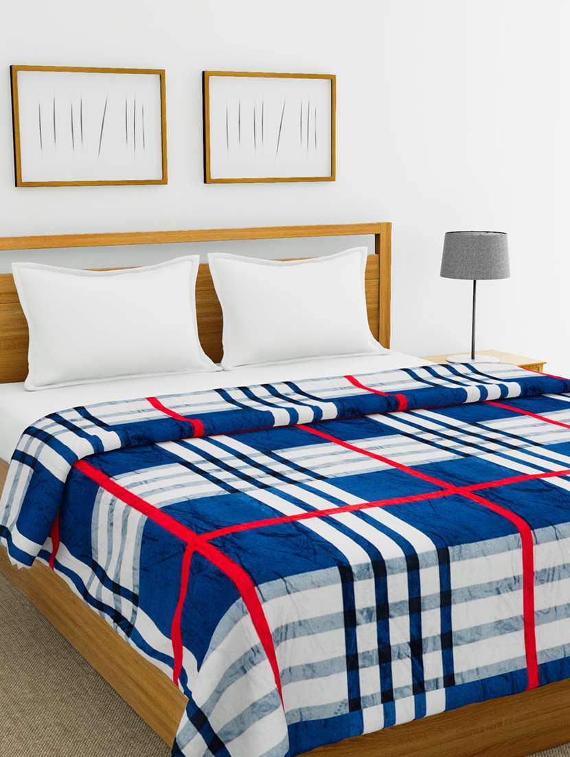 bianca soft & fluffy [german.tech] double-bed ac blanket  -1pc set- (nautical) abstract-navy/red