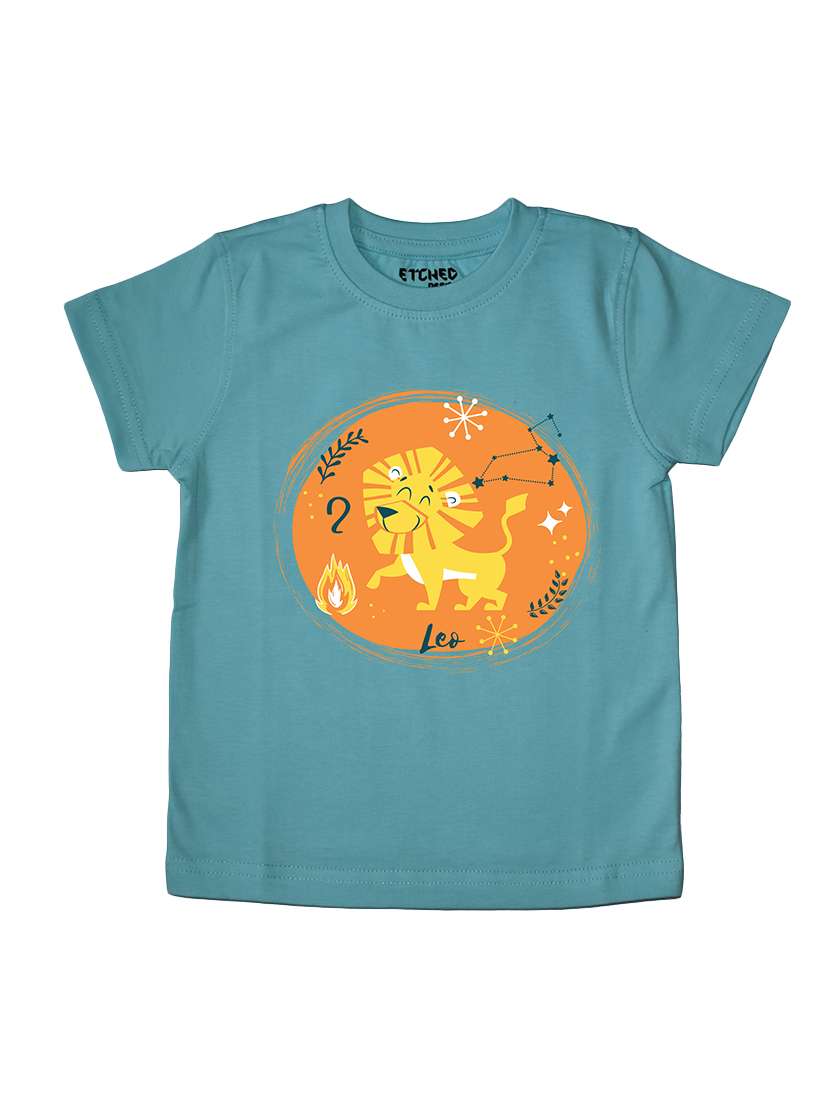 etched design boys zodiac sign tshirt "leo"
