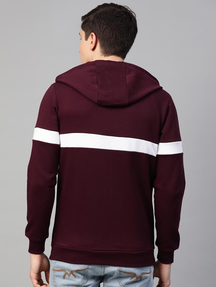 maroon color block cut & sew sweatshirt - 17584168 - Standard Image - 2