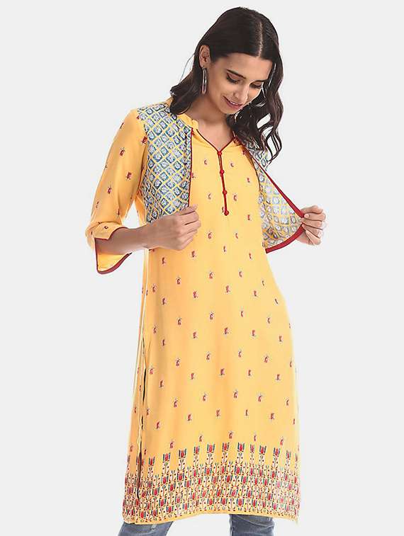 printed straight kurta