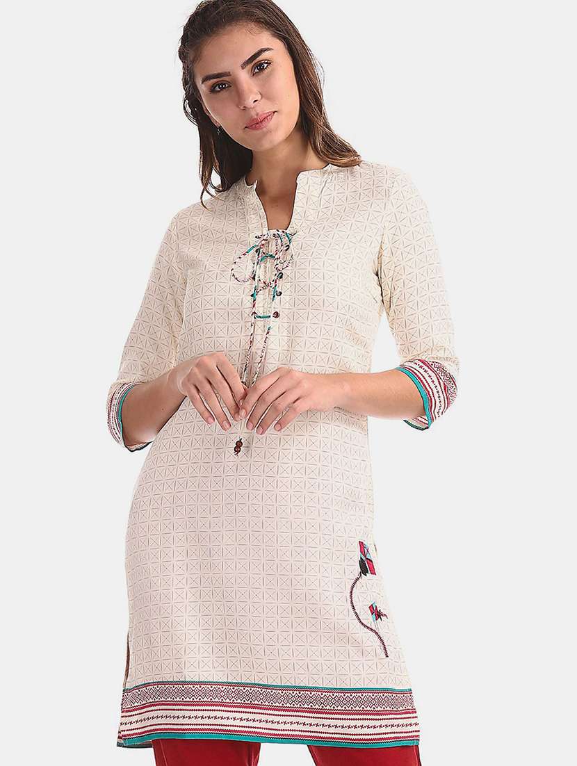 white solid a-line kurta